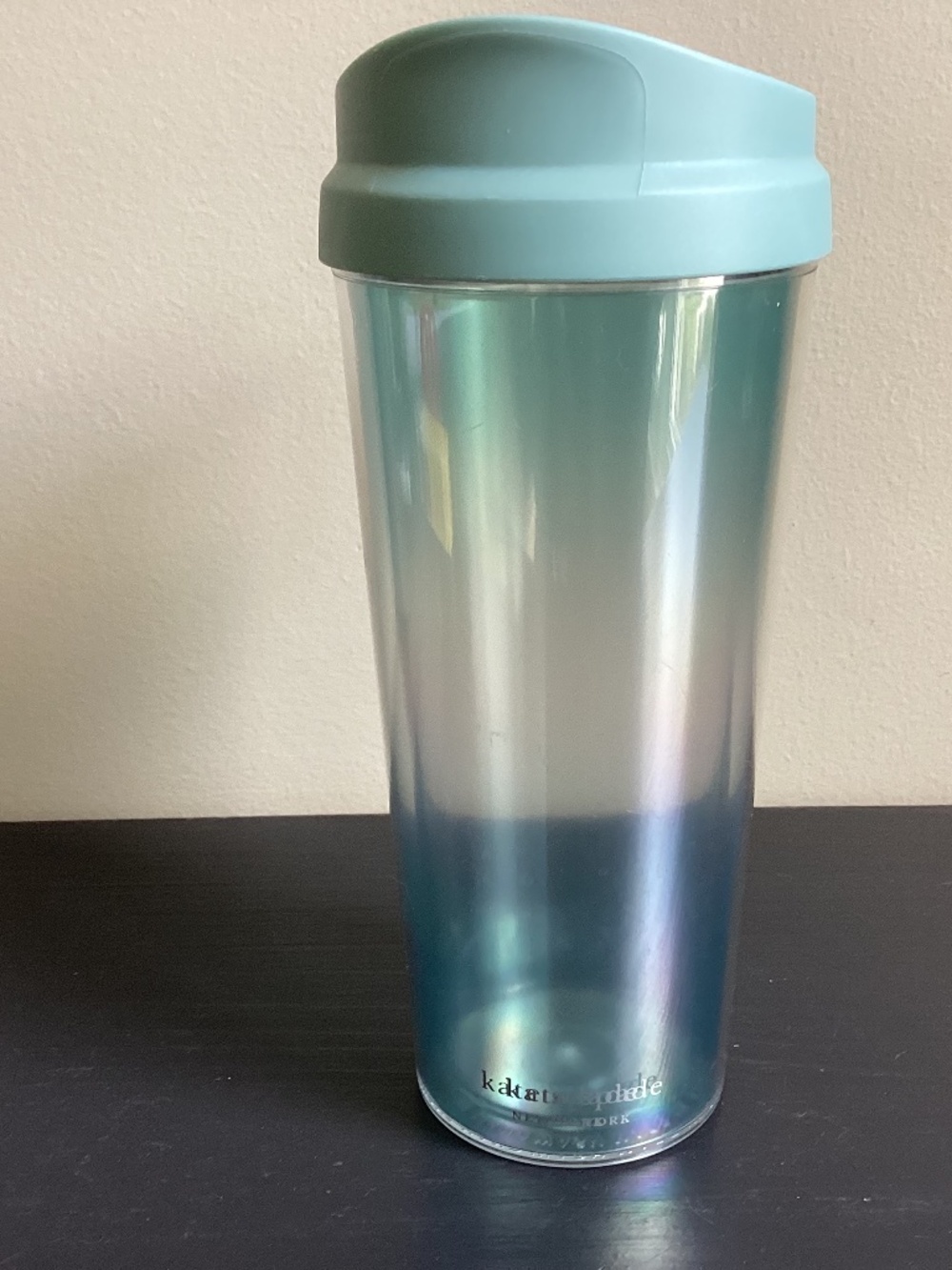 Kate Spade Teal Color Insulated 16oz Acrylic Tumbler Screw on Lid